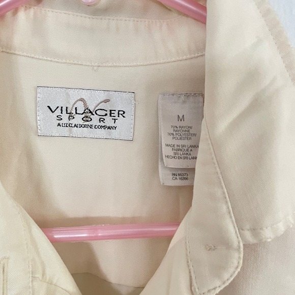 Vintage Villager Sport Liz Claiborne White Button Down Dress Top Size Medium - Picture 3 of 3